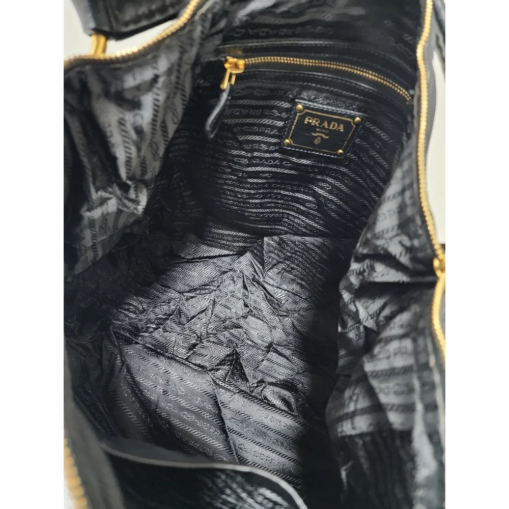Prada Tessuto Canapa Nylon Hobo Bag Black